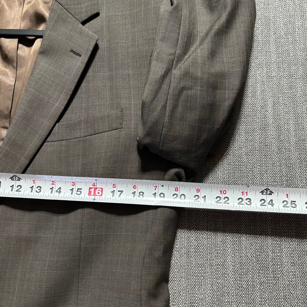 Jos A Bank Blazer Mens 40SH Brown Glen Plaid 100% Wool 2-Button Sport Coat - Picture 6 of 7